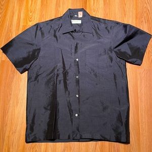 NWT Jim Thompson 100% Silk Mens Navy Button Down Shirt